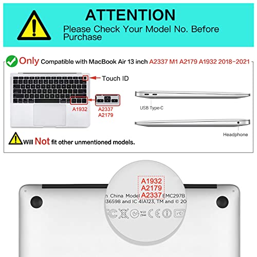 MOSISO Funda Dura Compatible con MacBook Air 13 Pulgadas 2021-2018 A2337 M1 A2179 A1932 con Pantalla Retina & Touch ID,Ultra Delgado Carcasa Rígida Protector de Plástico Cubierta,Cristal