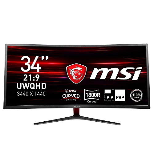 MSI Optix MAG341CQ - Monitor Gaming Curvo de 34" UWQHD LED Display 100Hz(3440 x 1440 Pixeles, ratio 21:9, 8ms de respuesta, brillo 250nits) negro