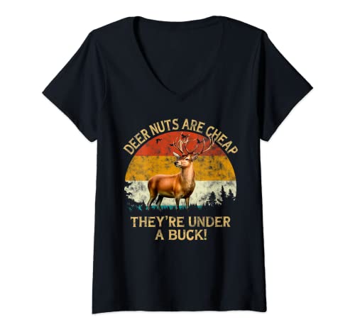 Mujer Big Bucks Retro Vintage Nuts Are Cheap They're Under A Buck Camiseta Cuello V