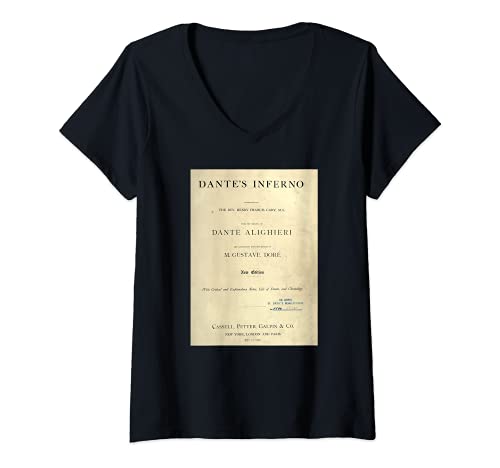 Mujer Dante Inferno Purgatorio Oculto Oscuro Academia Estética Camiseta Cuello V
