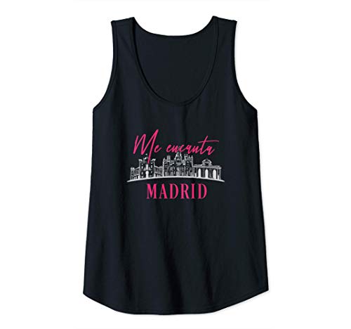 Mujer I Love Madrid Spain City Skyline Landmarks Souvenir Gifts Camiseta sin Mangas