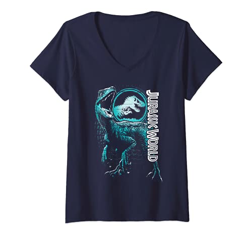 Mujer Jurassic World: Fallen Kingdom Raptor Blue Logo Camiseta Cuello V