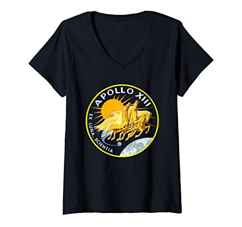 Mujer Nasa Apollo 13 Mission Badge Men's T-Shirt Camiseta Cuello V