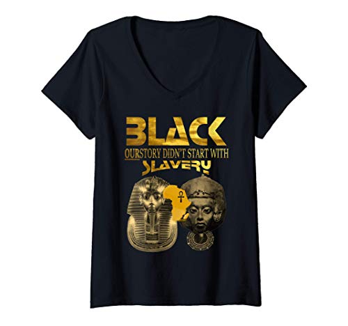 Mujer PROUD BLACK AFRICAN HISTORY OUR STORY Camiseta Cuello V