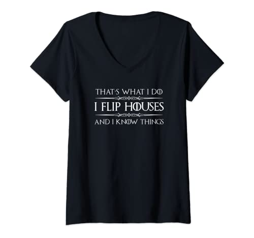 Mujer Regalos House Flipper - Volteo casas y sé cosas divertidas Camiseta Cuello V