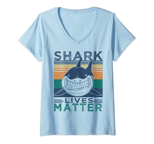 Mujer Shark Lives Importan para la semana | Cool Funny Shark Camiseta Cuello V