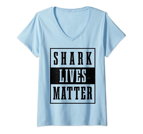 Mujer Shark Lives Matter Vintage Conservación Marina Ambiental Camiseta Cuello V