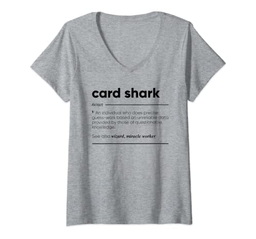 Mujer Tarjeta de tiburón divertido Camiseta Cuello V