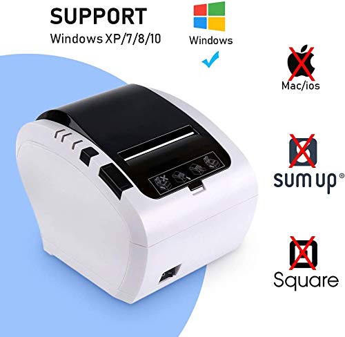 MUNBYN [Blutooth 4.0] Impresora de Ticket Térmica Bluetooth, Impresora de Recibos 80mm, Ticketera Velocidad 300mm/s ESC/POS Compatible con Android/Windows-Blanco