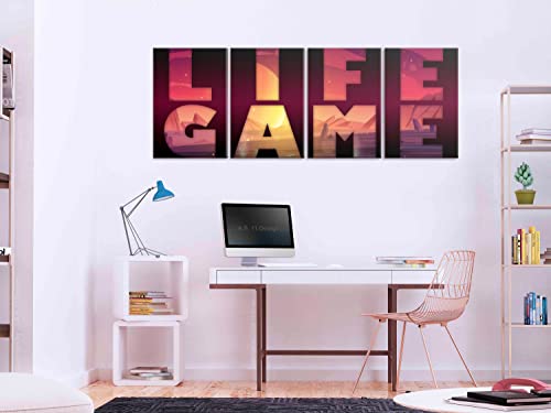murando Cuadro en Lienzo para Jugadores Consola 80x30 cm Impresión de 4 Piezas Material Tejido no Tejido Impresión Artística Imagen Gráfica Decoracion de Pared - Inscripción Life Game m-C-0472-b-i