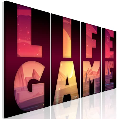 murando Cuadro en Lienzo para Jugadores Consola 80x30 cm Impresión de 4 Piezas Material Tejido no Tejido Impresión Artística Imagen Gráfica Decoracion de Pared - Inscripción Life Game m-C-0472-b-i