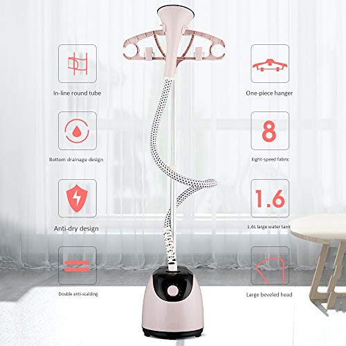 My Little Steamer, 45S Speed ​​Hot 8 Speed ​​Steam Steamer De Ajuste De Vapor con Percha Pantalones De Ajuste Clip De Barra De Elevación Y Tanque De Agua De 1.6L, Negro