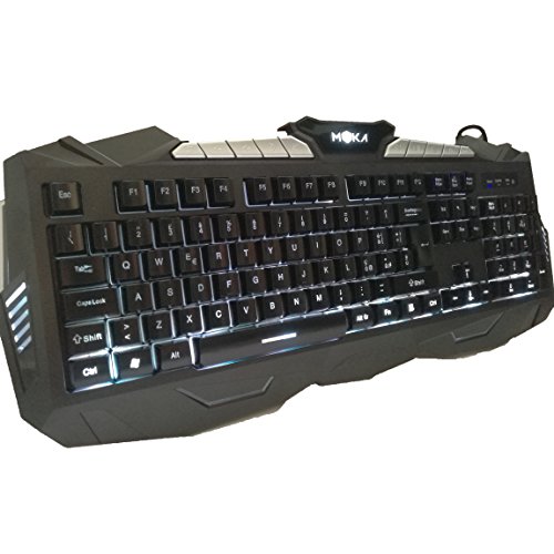 MYKA Teclado Gaming Gamer 7 Colores LED Multimedia Programable Multicolor Retroiluminado Teclas grabadas a láser Anti-Gost Key-MG7