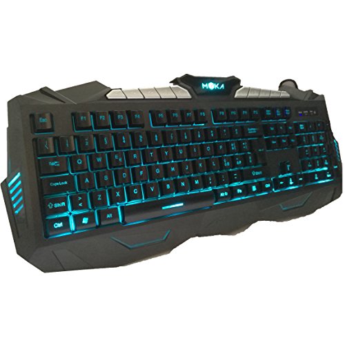 MYKA Teclado Gaming Gamer 7 Colores LED Multimedia Programable Multicolor Retroiluminado Teclas grabadas a láser Anti-Gost Key-MG7