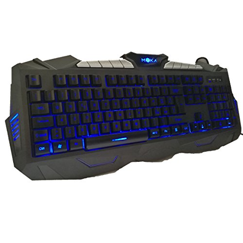 MYKA Teclado Gaming Gamer 7 Colores LED Multimedia Programable Multicolor Retroiluminado Teclas grabadas a láser Anti-Gost Key-MG7
