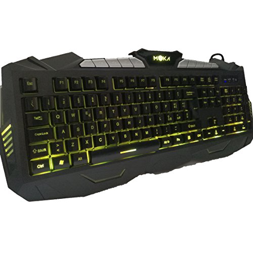 MYKA Teclado Gaming Gamer 7 Colores LED Multimedia Programable Multicolor Retroiluminado Teclas grabadas a láser Anti-Gost Key-MG7
