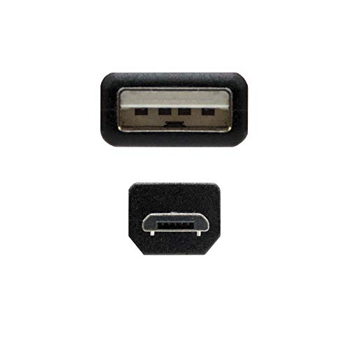 NanoCable 10.01.0500 - Cable USB 2.0 a micro USB, uso principal en moviles y camaras digitales, tipo A/M-Micro B/M, macho-macho, negro, 0.8mts