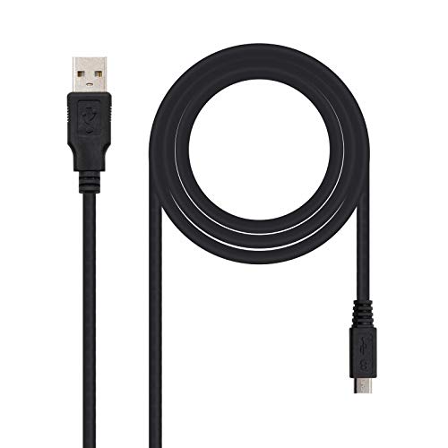 NanoCable 10.01.0500 - Cable USB 2.0 a micro USB, uso principal en moviles y camaras digitales, tipo A/M-Micro B/M, macho-macho, negro, 0.8mts