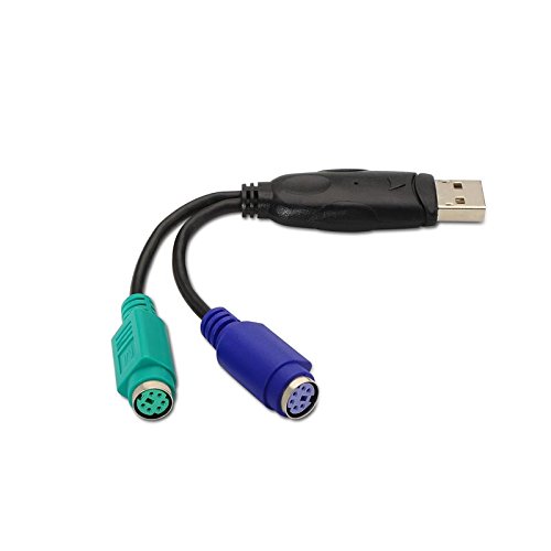 NANOCABLE 10.03.0101 - Conversor PS/2 (Teclado y ratón) a USB 2.0, Tipo 2xPS/2/H-A/M, Hembra-Macho, Negro, 15cm