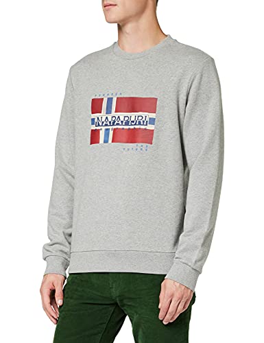Napapijri Sudadera BILO C cuello redondo para hombre, gris melange medio, M