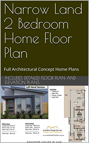 Narrow Land 2 Bedroom Home Floor Plan : Full Architectural Concept Home Plans (2 Bedroom House Plans Book 864) (English Edition)