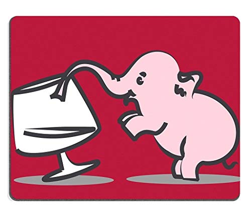 Natural Rubber Gaming Mousepad Bebidas de Elefantes pequeños y Rosados ​​de la borrachera de la Copa de Vino (Mouse Pad/Gaming Mouse Pad)