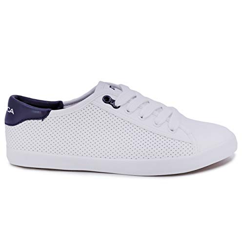 Nautica Tenis Steam para mujer, Cordón blanco y azul marino., 42 EU