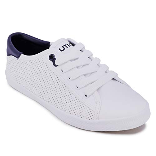 Nautica Tenis Steam para mujer, Cordón blanco y azul marino., 42 EU