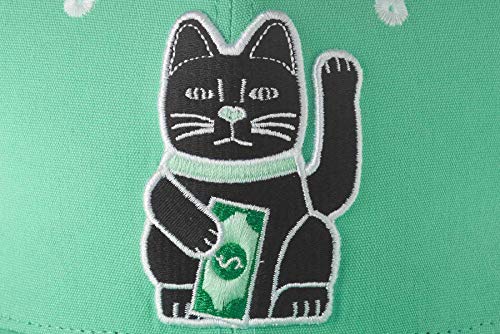 Nebelkind - Gorra con diseño de gato de la suerte Maneki-Neko, color verde menta, tamaño ajustable, unisex, talla única