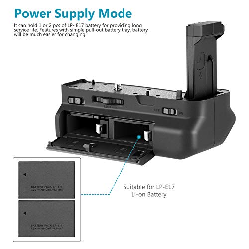 Neewer Empuñadura de Batería Vertical Compatible con Cámara Canon EOS RP DSLR con 2 Paquetes de Batería de Iones de Litio Recargable de Repuesto de 7,4V 1250mAh Canon LP-E17