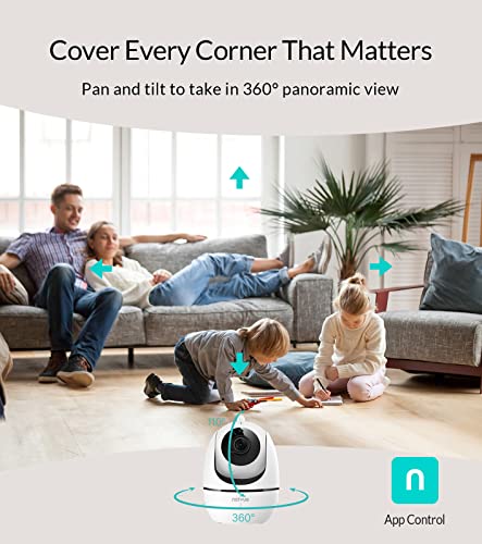 Netvue Camara Vigilancia WiFi Interior, Camaras Vigilancia Domicilio WiFi 1080P, Camara IP Audio Bidireccional Compatible con Alexa, Camara Bebe Vista 360° Visión Nocturna & Detección de Movimiento
