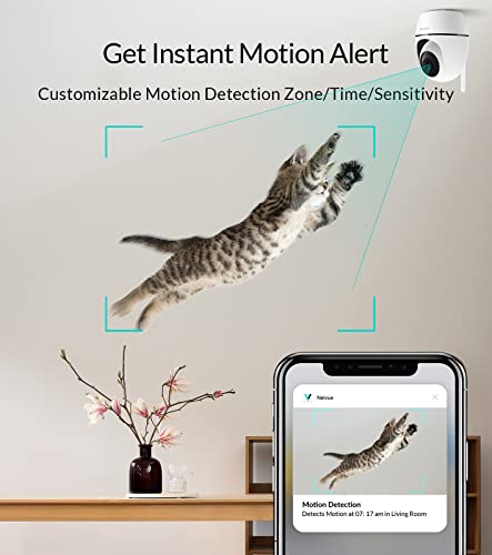 Netvue Camara Vigilancia WiFi Interior, Camaras Vigilancia Domicilio WiFi 1080P, Camara IP Audio Bidireccional Compatible con Alexa, Camara Bebe Vista 360° Visión Nocturna & Detección de Movimiento