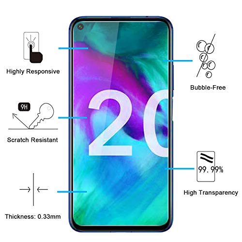 NEW'C 2 Unidades, Protector de Pantalla para Honor 20, Honor 20 Pro, Antiarañazos, Antihuellas, Sin Burbujas, Dureza 9H, 0.33 mm Ultra Transparente, Vidrio Templado Ultra Resistente