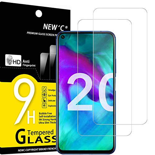 NEW'C 2 Unidades, Protector de Pantalla para Honor 20, Honor 20 Pro, Antiarañazos, Antihuellas, Sin Burbujas, Dureza 9H, 0.33 mm Ultra Transparente, Vidrio Templado Ultra Resistente