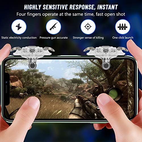 Newseego PUBG Mobile Phone Game Triggers,Trigger del Controller del Gamepad Regolabile Estensibile per Tutto il Telefono Sensibile Rapid-Fire Pulsante Trigger per PUBG-Transparente