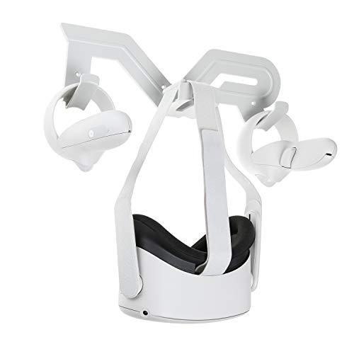 NEWZEROL Soporte para Auriculares de Montaje en Pared y estación de Montaje de Controlador Compatible con Oculus Quest 2 /Quest/Rift S/Go Soporte para Auriculares y Controladores Accesorios-Blanco