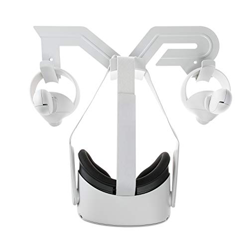 NEWZEROL Soporte para Auriculares de Montaje en Pared y estación de Montaje de Controlador Compatible con Oculus Quest 2 /Quest/Rift S/Go Soporte para Auriculares y Controladores Accesorios-Blanco