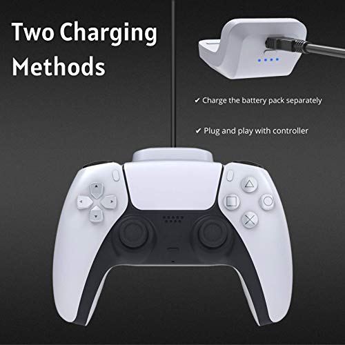 NexiGo PS5 batería recargable, 1500 mAh DualSense controlador de batería con indicador LED, juego y kit de carga para Playstation 5 controlador con cable de carga USB tipo C