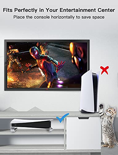 NexiGo Soporte Horizontal PS5 con Ventilador de Rrefrigeración, [Diseño Minimalista], Compatible con Playstation 5 Disc y Ediciones Digitales, luz LED Incorporada