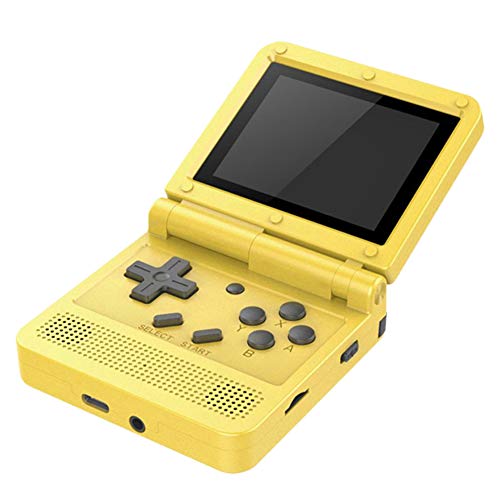 NEYOANN V90 IPS Retro Juegos 3.0 pulgadas Flip Handheld Console Dual Open System Game Console 16 Simuladores PS1 Niños Regalo Amarillo