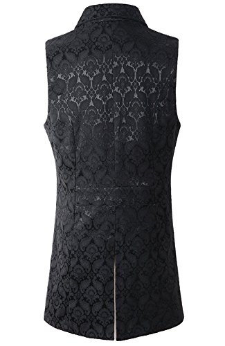 Nofonda Chaleco Largo de Estilo Victoriano Gótico Steampunk para Hombres(Negro L)