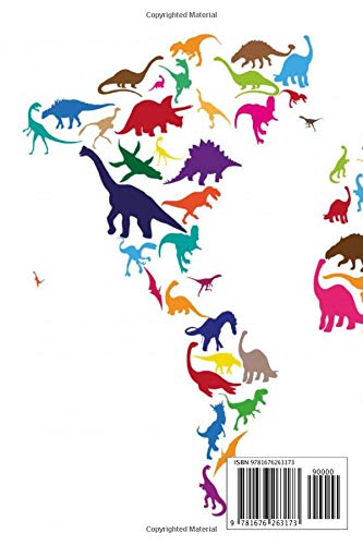Notebook: Colored Dinosaur Sil A Map Of The World Made With Multi , Journal for Writing, College Ruled Size 6" x 9", 110 Pages