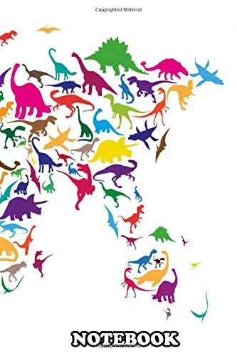 Notebook: Colored Dinosaur Sil A Map Of The World Made With Multi , Journal for Writing, College Ruled Size 6" x 9", 110 Pages
