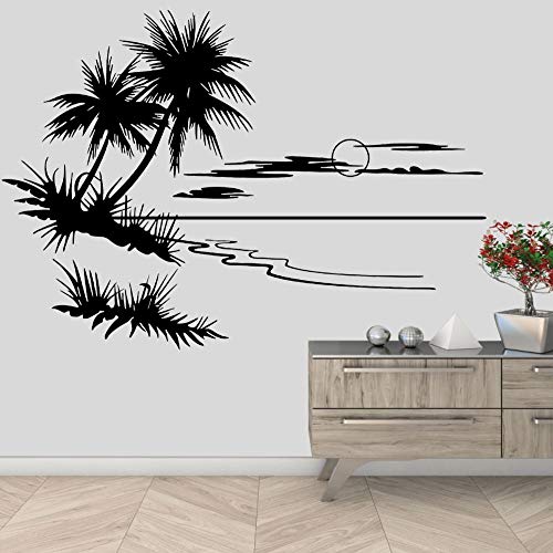 NSRJDSYT Playa con Dos Palmeras Pegatina calcomanía árboles Naturales decoración del Dormitorio del hogar extraíble 114x80cm