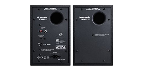 Numark N-Wave 360 - Monitores de DJ de Sobremesa Compactos de Rango Completo y 60 W con Iluminación LED en el Tweeter, Control de Volumen Dedicado y Entradas RCA para una Fácil Conectividad