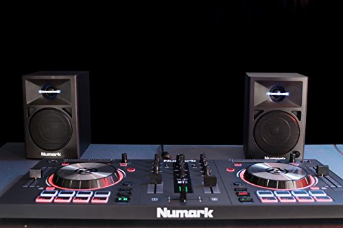 Numark N-Wave 360 - Monitores de DJ de Sobremesa Compactos de Rango Completo y 60 W con Iluminación LED en el Tweeter, Control de Volumen Dedicado y Entradas RCA para una Fácil Conectividad