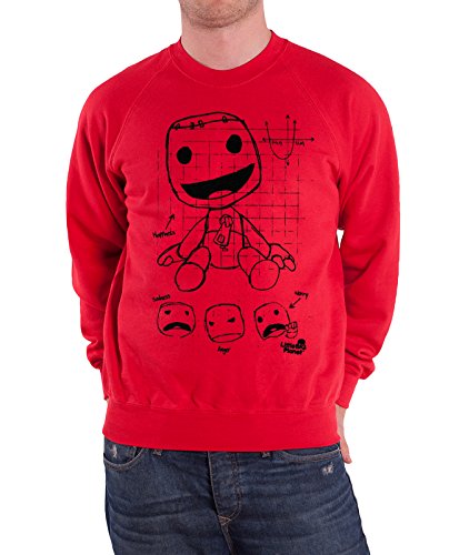 Officially Licensed Merchandise Sackboy Sketch Sweatshirt (Red), XX-Large