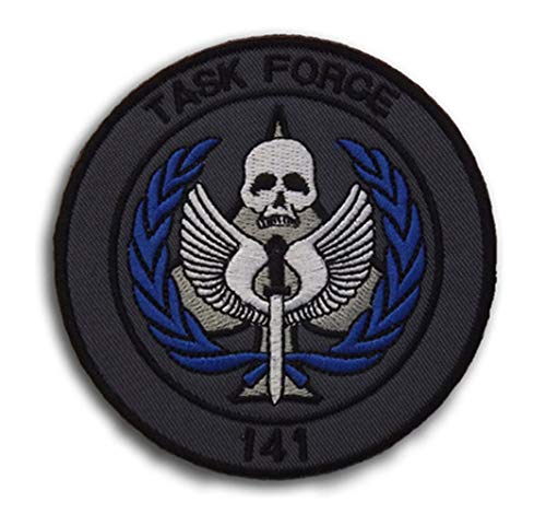 Ohrong Task Force 141 Call of Duty Parches tácticos bordados SAS Insignia Emblema Morale Apliques con gancho y bucle para hornear chaquetas militares, gorras, mochilas (color negro)