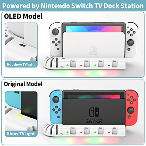 OIVO Cargador Mandos Switch para Nintendo Switch/OLED Joy-con, Cargador Nintendo Switch con 8 Ranuras de Juego, Cargador Switch con Indicador LED para Accesorios Nintendo Swtich/Switch OLED (Blanca)