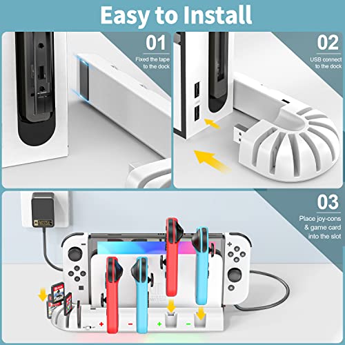 OIVO Cargador Mandos Switch para Nintendo Switch/OLED Joy-con, Cargador Nintendo Switch con 8 Ranuras de Juego, Cargador Switch con Indicador LED para Accesorios Nintendo Swtich/Switch OLED (Blanca)